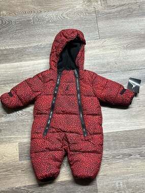 Jordan Infant Gym Red Elephant Print Hooded Puffer Snowsuit Bunting 3-6M